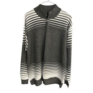 Red Ape mens 4XL 1/4 zip grey/white striped pullover sweater